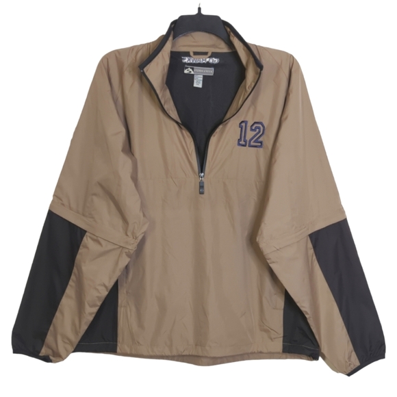 Storm Creek Go Hawks #12 1/4 Zip Wind Shirt w Zip Off Sleeves Tan Black NWT - Picture 14 of 14